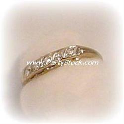 14K YELLOW GOLD BAND & GENUINE DIAMOND INLAY RING