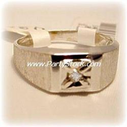 ETCHED SOLID 14K WHITE GOLD RING .05 CTW DIAMONDS