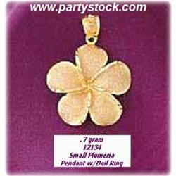 Child’s Solid 14K Gold Plumeria Pendant Charm NEW