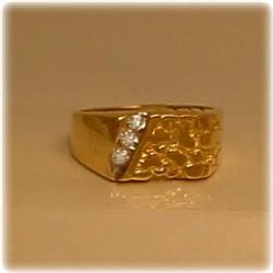 BIG!14K GOLD MENS 3 GENUINE DIAMOND RING IS HEAVY