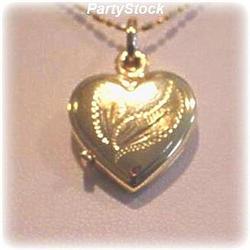 ITALIAN SOLID 14K GOLD HEART LOCKET ENGRAVED LINED 