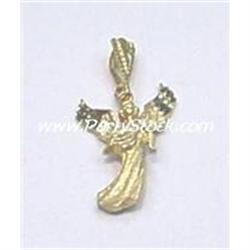 14K SOLID YELLOW GOLD ANGEL PENDANT CHARM 1” 1.5G