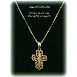 Solid 14K Gold Child's Cross Pendant Necklace 16”