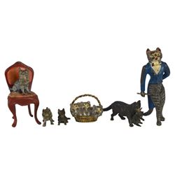 Collection of (6) Diminutive Viennese Bronze Cats