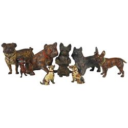 Collection (8) Small Viennese Bronze Dog Figurines