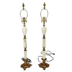 Pair of White Onyx and Bronze Wildwood Lamps