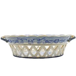 Blue and White Open Weave Porcelain Basket