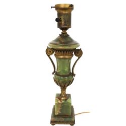 French Green Stone & Brass Lamp