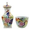 Image 1 : Set of Tobacco Leaf Design Porcelain Jar & Bowl