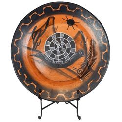 Southwestern Orange & Black Platter with Stand