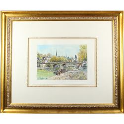 Signed French Watercolor of Paris