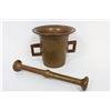Image 2 : 19th C  Brass Mortar & Pestle w Handles