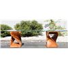 Image 2 : Long Glass Top Oval Coffee Table & Two Stools