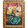 Image 1 : Modern Floral Still Life Oil on Canvas, Signed