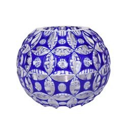 Cobalt Blue Cut Crystal Glass Bowl