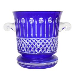 Cobalt Blue Cut Crystal Glass Vase