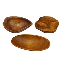 (3) Carved Wood Figural Bowls