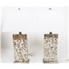 Image 5 : Pai of Mid-Century Modern Stone Mosaic Lamps