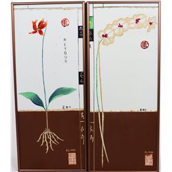 Pair Porcelain Plaques, Stamped, Possibly Japanese