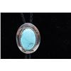 Image 3 : Sterling Silver and Turquoise Cabochon Bolo Tie
