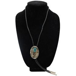 Zuni Bolo Tie, Turquoise Cabochon & Eagle Design