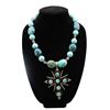 Image 1 : Sterling Turquoise Beaded Necklace w Cross Pendant