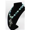 Image 4 : Sterling Turquoise Beaded Necklace w Cross Pendant