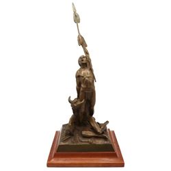 Bronze Figural Sculpture on Wooden Base