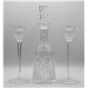 Image 1 : (2) Crystal Candlesticks and (1) Crystal Decanter
