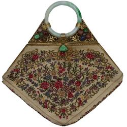 Embroidered Purse Decorated w/ Various Stones