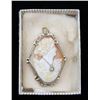 Image 1 : Antique 14k Shell Cameo Diamond Brooch