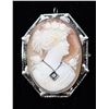 Image 1 : Antique 14k Shell Cameo, Diamond Brooch
