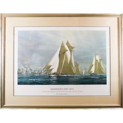 1870 America's Cup Race, Large Signed Lithograph