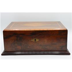 Antique Burlwood Box w/ Inlaid Top