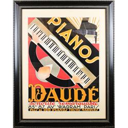 Art Deco French Poster "Pianos Daude"