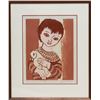 Image 1 : Girl with Dove, Signed Woodblock Print