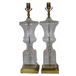 Pair of Stand Lamps, Colorless Glass