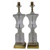 Image 1 : Pair of Stand Lamps, Colorless Glass