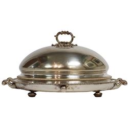 Armorial Silver Plated English Dome/Footed Tray