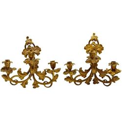 Pair of Gilt Bronze Continental Sconces