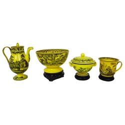 (4) French Yellow Creil Porcelain Set