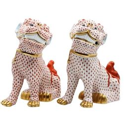 Pair of Foo Dogs, Herend Hungary Porcelain