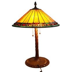 Bronze Slag Glass/Cabochon Reading Lamp