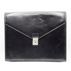 Fendi Italian Black Leather Portfolio