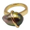 Image 1 : Italian Handmade Natural Pearl and 18k Gold Ring