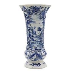 Dutch Delft Blue & White Fluted Vase