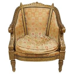 19th C French Carved Gilt Diminutive Bergère