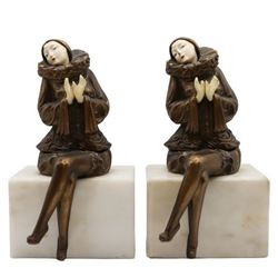 Pair of Vintage Pierrette Figurine Bookends