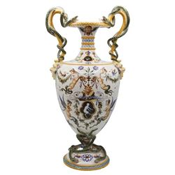 Italian Painted Porcelain Tall Vase