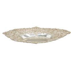 Embossed Sterling Silver Oval Dish, 12 OZT